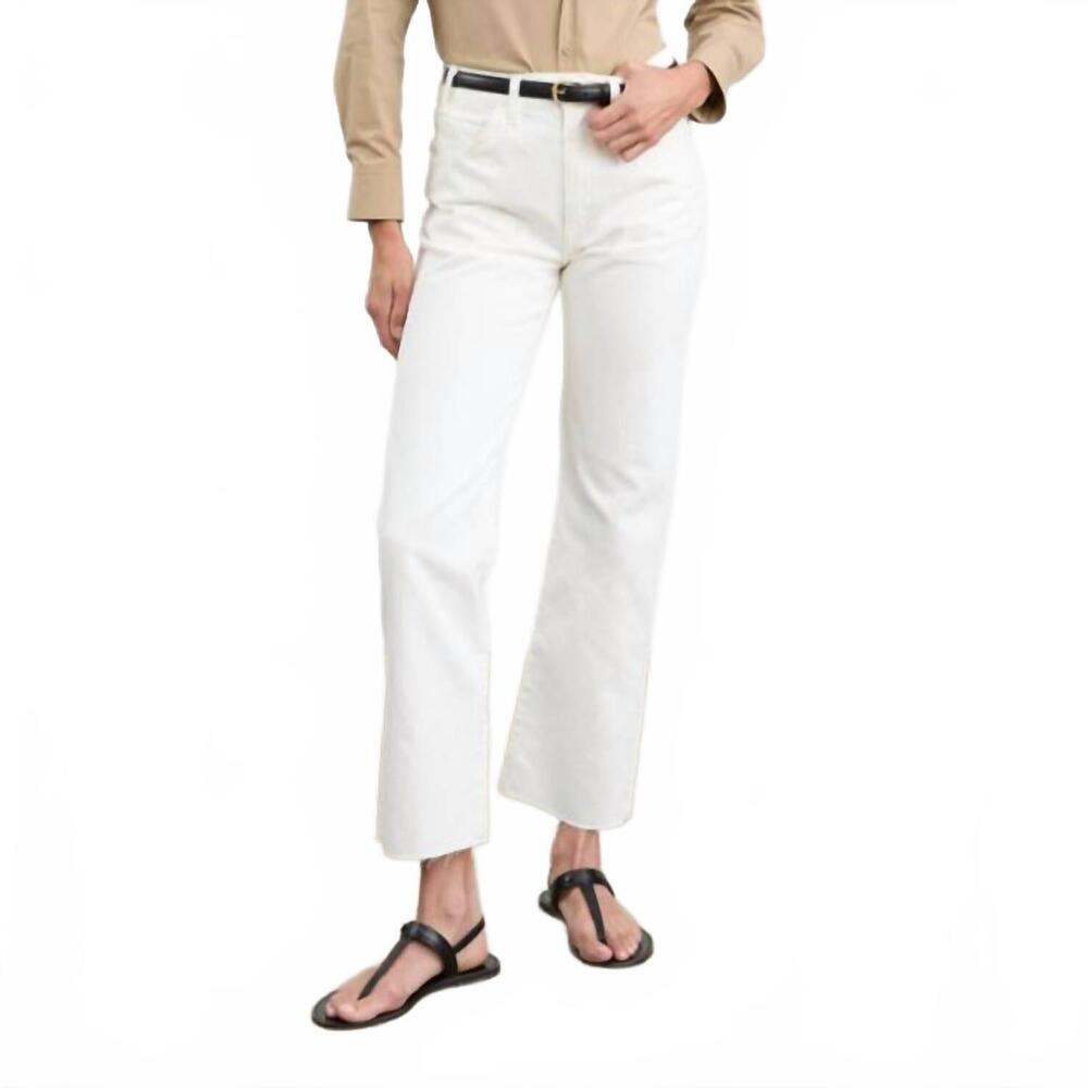 NEW NILI LOTAN calla high-rise slim straight leg ankle jeans in cream - Picture 7 of 7